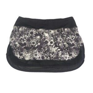 Lululemon Hotty Hot Skirt Size 4 Black Angel Wing Flowabunga Print Skort